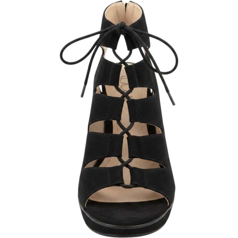 Sugar Aurora Caged Sandals Womens 8.5 Black Lace Up Block Heel SGR-AURORA